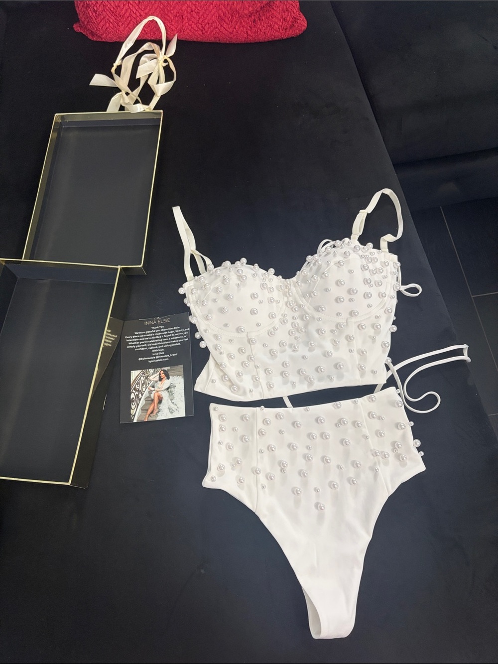 Bridal pearl bustier set